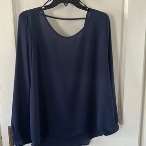 Long sleeve sheer blue shirt size L